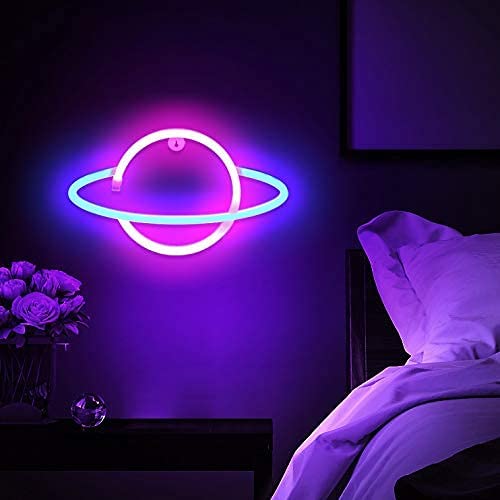 【We donate £1 for every £10 sold to aid Turkey】Planet Neon Sign, USB Powered Planet Light Led Neon Signs with On/Off Switch for Wall Decor