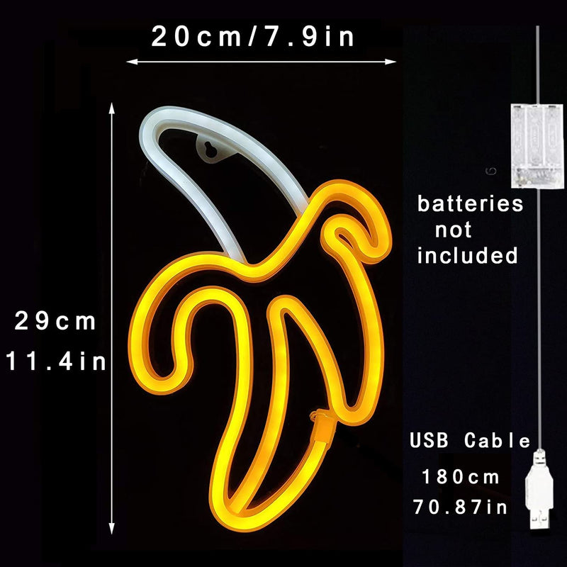 【We donate £1 for every £10 sold to aid Turkey】Banana Neon Signs,Banana Neon Light 11.4"x7.9" inch LED Neon Lights for Wall Decor,USB/Battery Powered