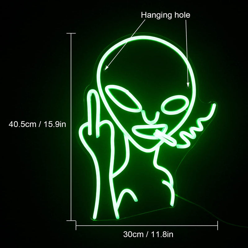【We donate £1 for every £10 sold to aid Turkey】Green Alien Neon Signs LED Sign Alien Neon Signs for Wall Decor ,Shop Bar Pub Man Cave ，Game Room Decor，Hip Hop Party Neon Signs For Green Wall Decor ,Bedroom Wall Decor