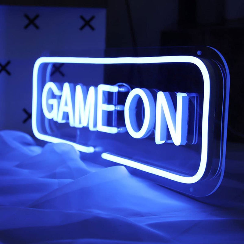【We donate £1 for every £10 sold to aid Turkey】Game On USB Powered Led Neon Signs Wall Decor For Boys Game Room decor,Gaming Zone, Man Cave, BedRoom,Christmas (Blue)