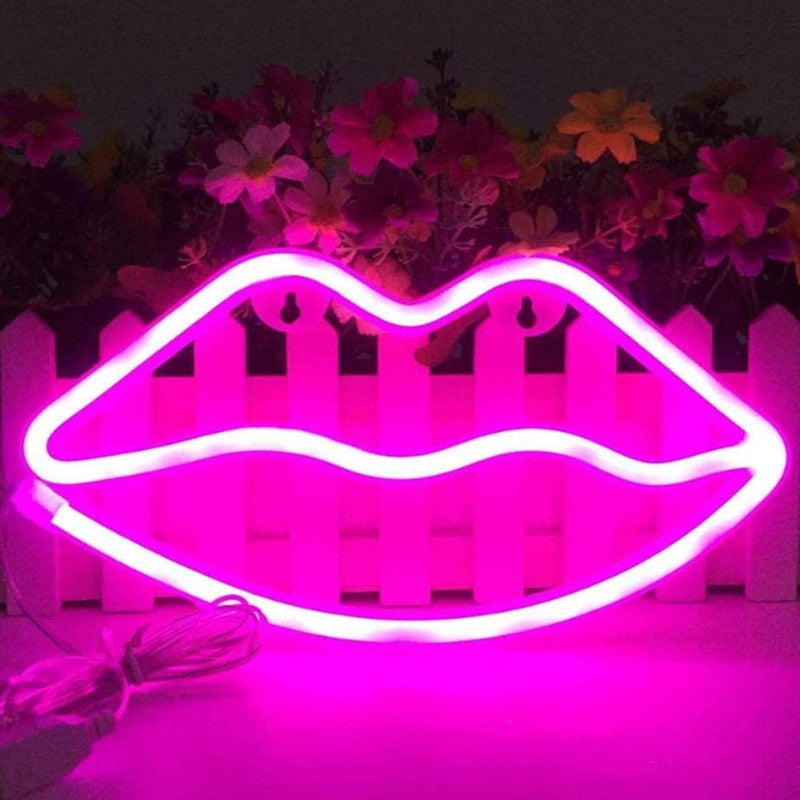【We donate £1 for every £10 sold to aid Turkey】Lips Shaped Neon Signs Led Romantic Art Decorative Neon Lights Wall Decor for Christmas Gift Studio Party Kids Room Living Room Wedding Party Decoration