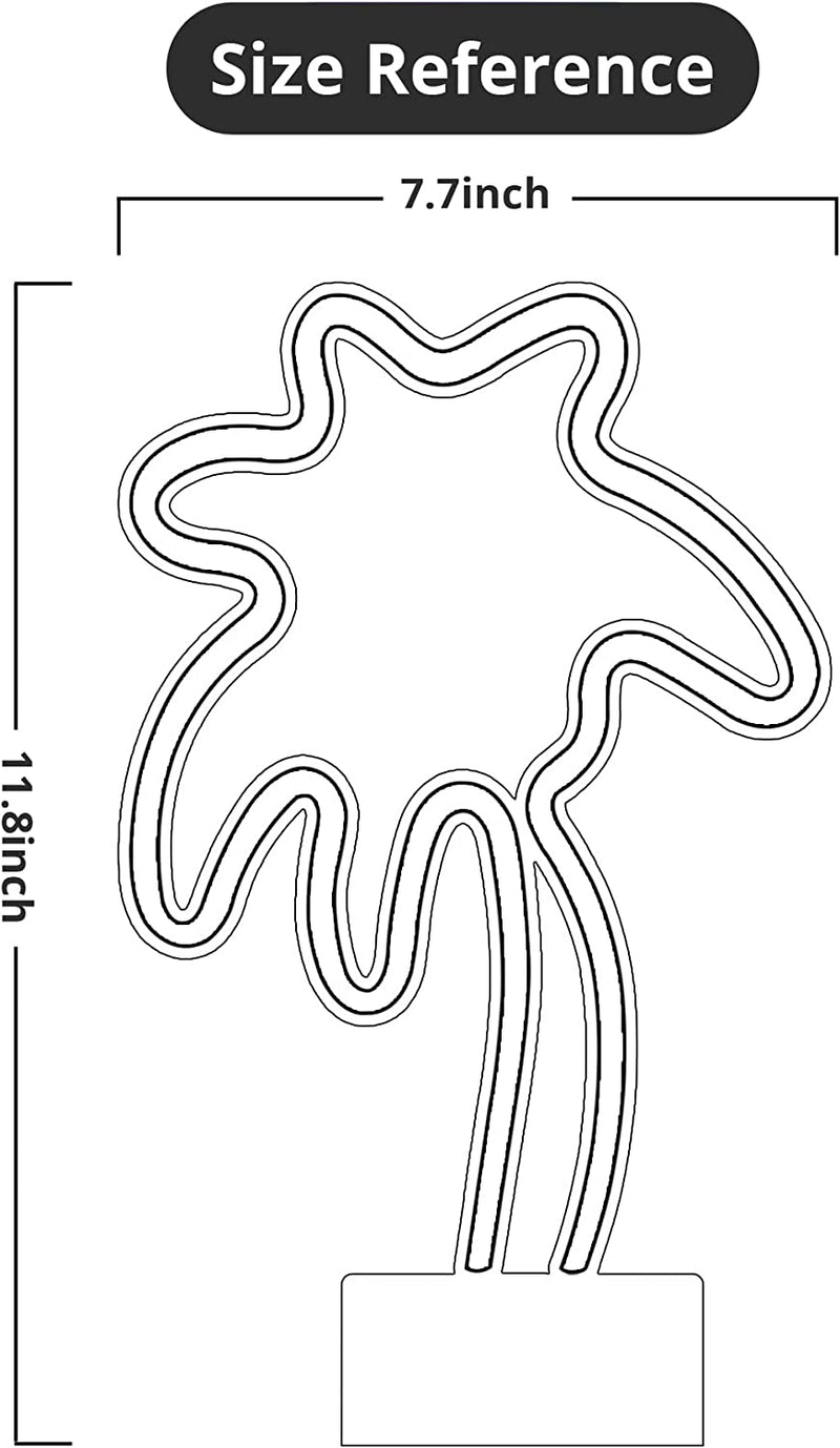 【We donate £1 for every £10 sold to aid Turkey】Coconut Tree Neon Light for Bedroom, Desktop, Tabletop Decor - Battery/USB Powered Led Palm Tree Light