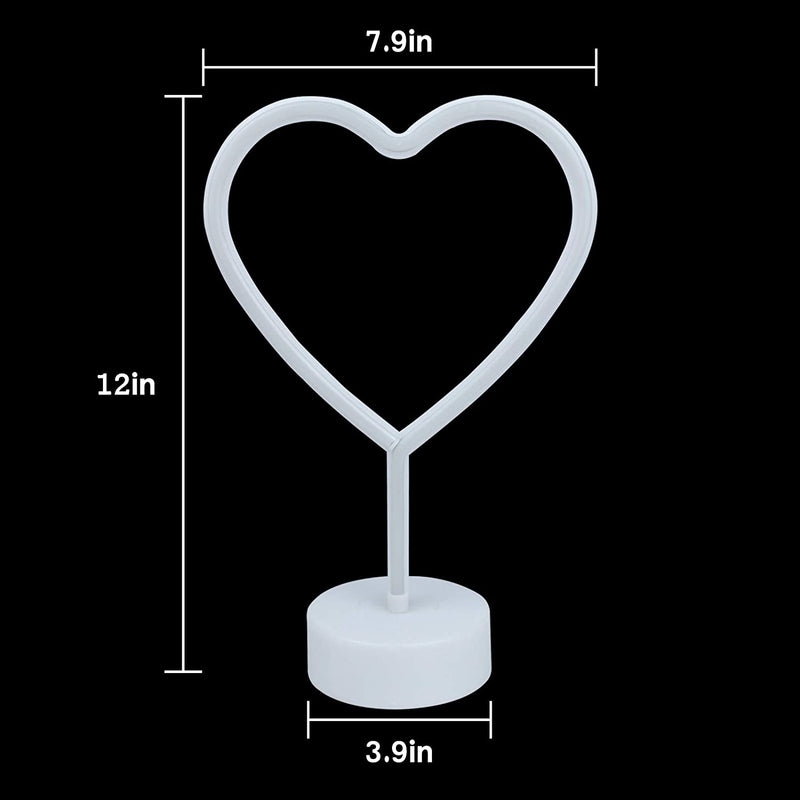 【We donate £1 for every £10 sold to aid Turkey】Heart Light LED Neon Signs Night Light Room Decor Heart Shaped Light with Holder Base