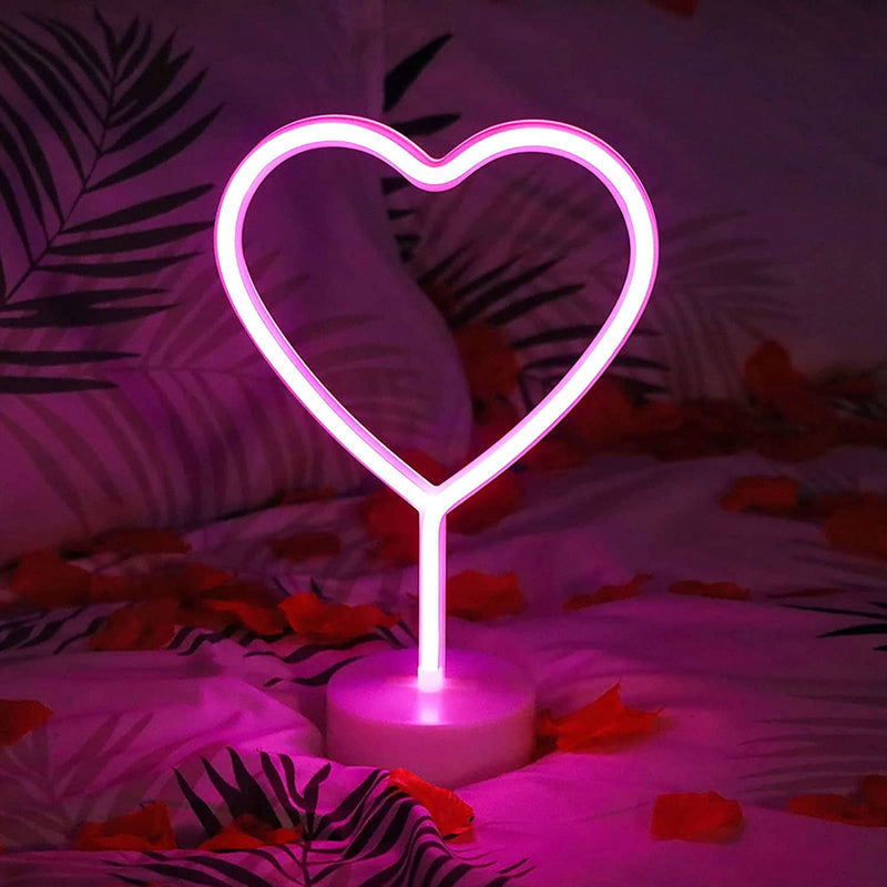 【We donate £1 for every £10 sold to aid Turkey】Heart Light LED Neon Signs Night Light Room Decor Heart Shaped Light with Holder Base