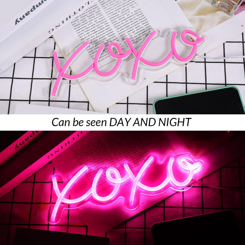 【We donate £1 for every £10 sold to aid Turkey】XOXO Light Up Signs USB Powered Pink Neon Lights Signs for Bedroom Kids Room Bar Wedding Party Decoration