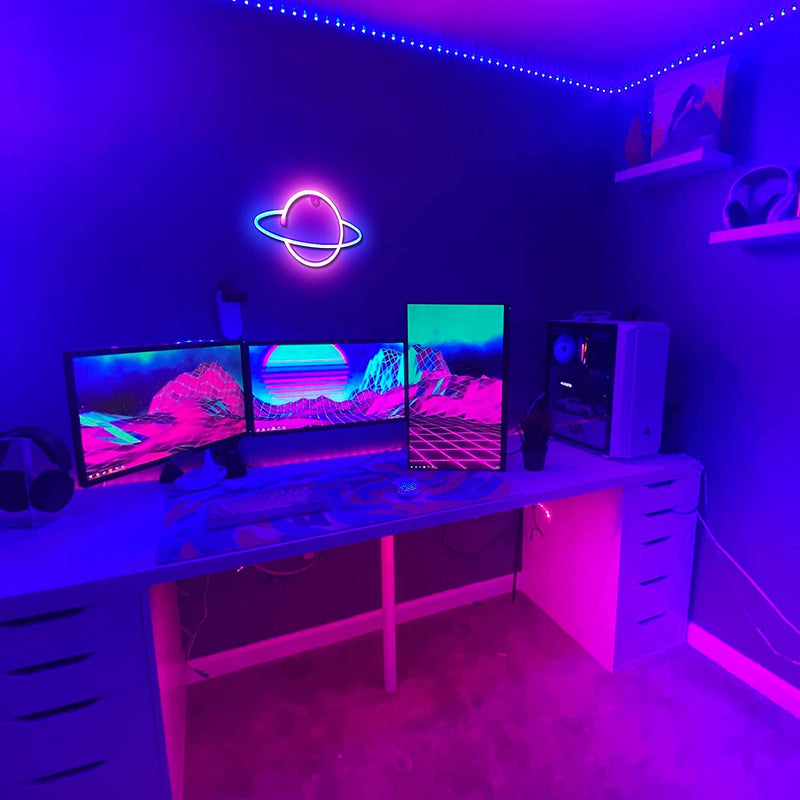 【We donate £1 for every £10 sold to aid Turkey】Planet Neon Sign, USB Powered Planet Light Led Neon Signs with On/Off Switch for Wall Decor