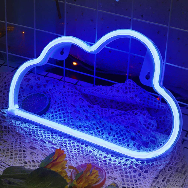 【We donate £1 for every £10 sold to aid Turkey】LED Cloud Neon Light for Wall Decor, Battery or USB Powered Blue Led Cloud Sign
