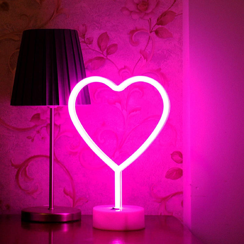 【We donate £1 for every £10 sold to aid Turkey】Heart Light LED Neon Signs Night Light Room Decor Heart Shaped Light with Holder Base