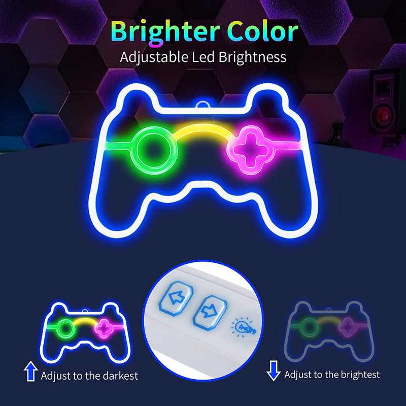 【We donate £1 for every £10 sold to aid Turkey】Game Neon Sign Gamepad Shape LED Neon Signs for Gamer Room Wall Bedroom Decor, Gamer Gifts Neon Lights for Boys Teen Gaming Zone Party Decoration