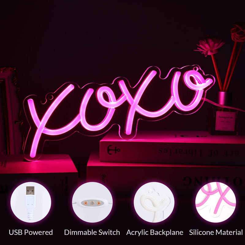 【We donate £1 for every £10 sold to aid Turkey】XOXO Light Up Signs USB Powered Pink Neon Lights Signs for Bedroom Kids Room Bar Wedding Party Decoration