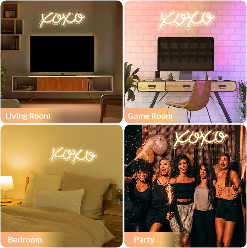 【We donate £1 for every £10 sold to aid Turkey】XOXO Light Up Signs USB Powered Pink Neon Lights Signs for Bedroom Kids Room Bar Wedding Party Decoration