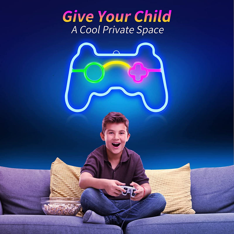 【We donate £1 for every £10 sold to aid Turkey】Game Neon Sign Gamepad Shape LED Neon Signs for Gamer Room Wall Bedroom Decor, Gamer Gifts Neon Lights for Boys Teen Gaming Zone Party Decoration