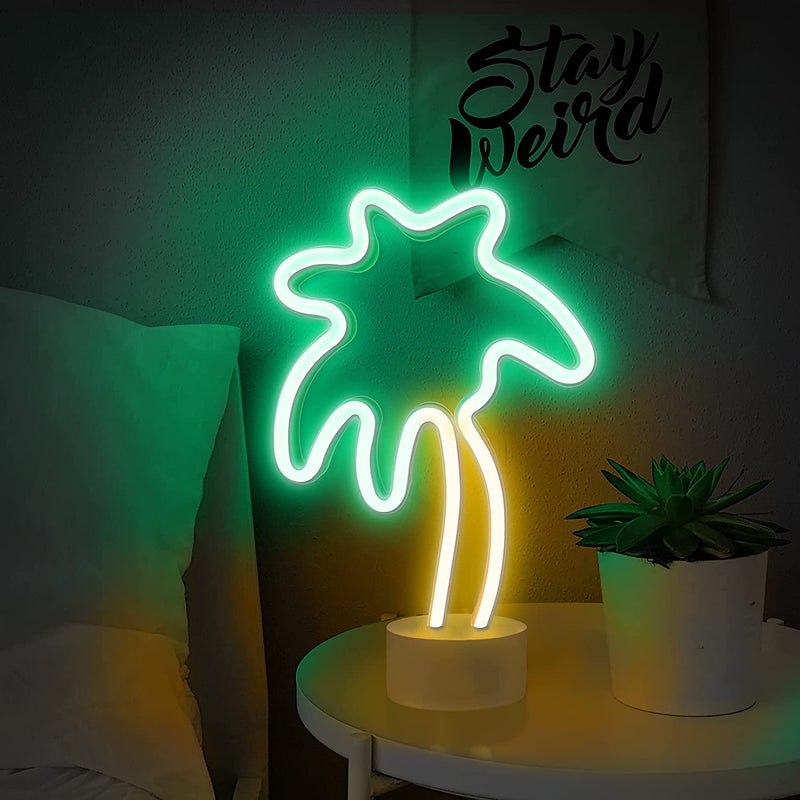 【We donate £1 for every £10 sold to aid Turkey】Coconut Tree Neon Light for Bedroom, Desktop, Tabletop Decor - Battery/USB Powered Led Palm Tree Light