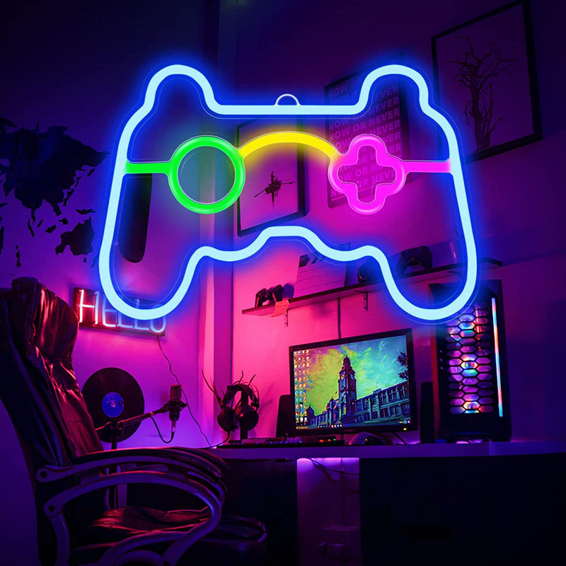 【We donate £1 for every £10 sold to aid Turkey】Game Neon Sign Gamepad Shape LED Neon Signs for Gamer Room Wall Bedroom Decor, Gamer Gifts Neon Lights for Boys Teen Gaming Zone Party Decoration
