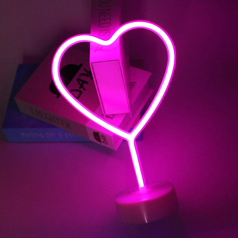 【We donate £1 for every £10 sold to aid Turkey】Heart Light LED Neon Signs Night Light Room Decor Heart Shaped Light with Holder Base