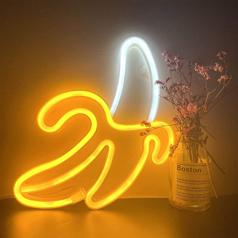 【We donate £1 for every £10 sold to aid Turkey】Banana Neon Signs,Banana Neon Light 11.4"x7.9" inch LED Neon Lights for Wall Decor,USB/Battery Powered