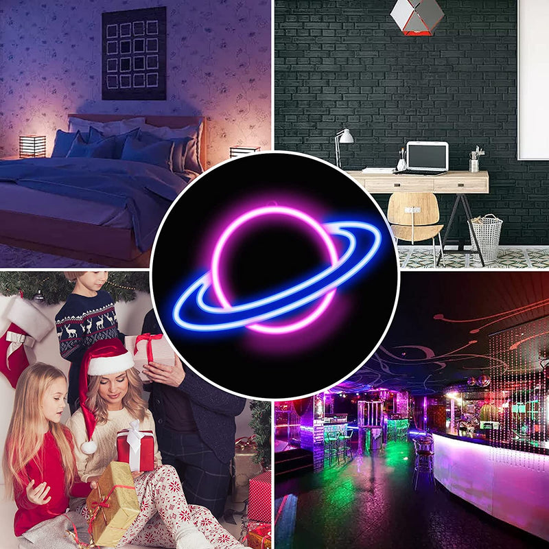 【We donate £1 for every £10 sold to aid Turkey】Planet Neon Sign, LED Neon Light Sign for Wall Decor, USB Powered Aesthetic Neon Signs for Bedroom, Cool Room, Kids Room, Bar, Festival, Birthday, Wedding, Party Decoration
