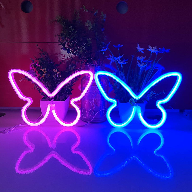 【We donate £1 for every £10 sold to aid Turkey】Butterfly Neon Signs,USB or 3-AA Battery Powered Neon Light Girls Bedroom Wall Decor,Kids Birthday Gift,Wedding Party Supplies Business Gifts Neon Signs (Pink)