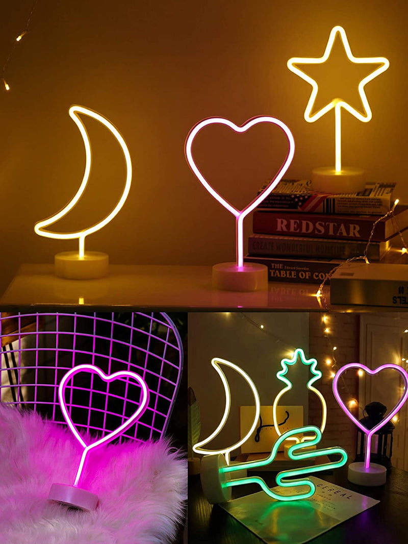 【We donate £1 for every £10 sold to aid Turkey】Heart Light LED Neon Signs Night Light Room Decor Heart Shaped Light with Holder Base