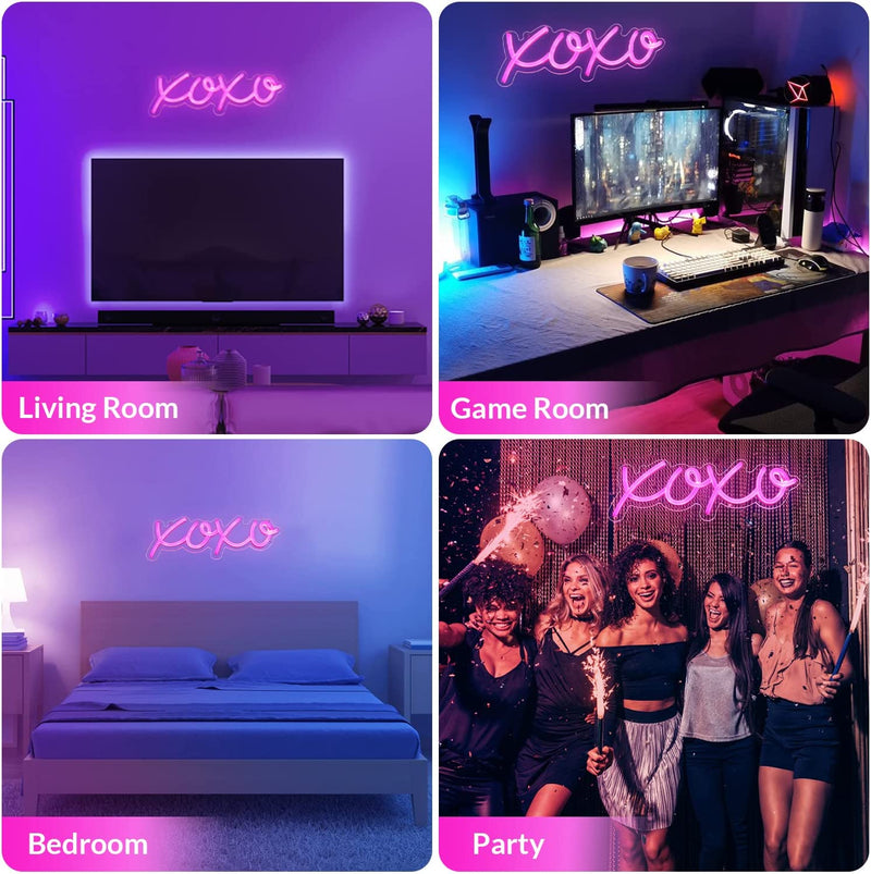 【We donate £1 for every £10 sold to aid Turkey】XOXO Light Up Signs USB Powered Pink Neon Lights Signs for Bedroom Kids Room Bar Wedding Party Decoration