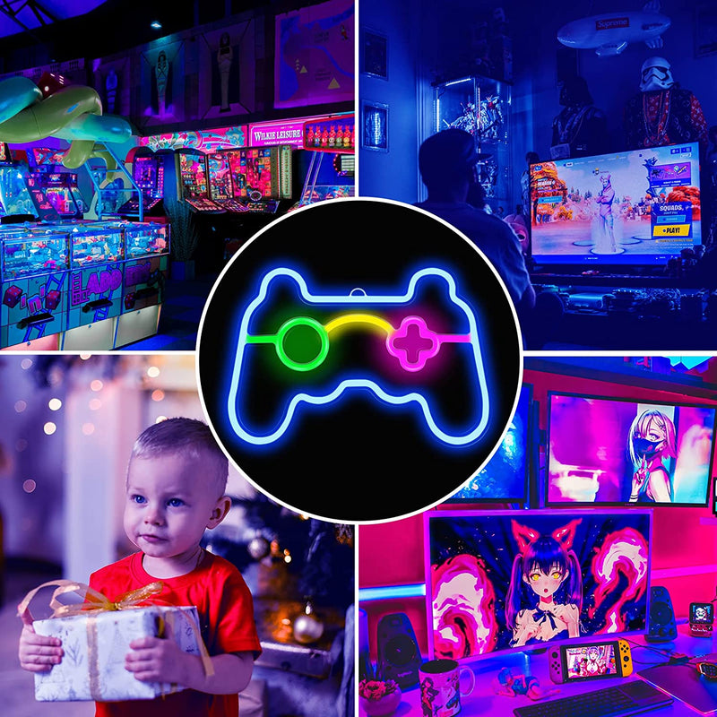 【We donate £1 for every £10 sold to aid Turkey】Game Neon Sign Gamepad Shape LED Neon Signs for Gamer Room Wall Bedroom Decor, Gamer Gifts Neon Lights for Boys Teen Gaming Zone Party Decoration