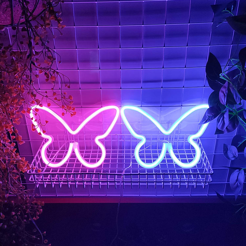 【We donate £1 for every £10 sold to aid Turkey】Butterfly Neon Signs,USB or 3-AA Battery Powered Neon Light Girls Bedroom Wall Decor,Kids Birthday Gift,Wedding Party Supplies Business Gifts Neon Signs (Pink)