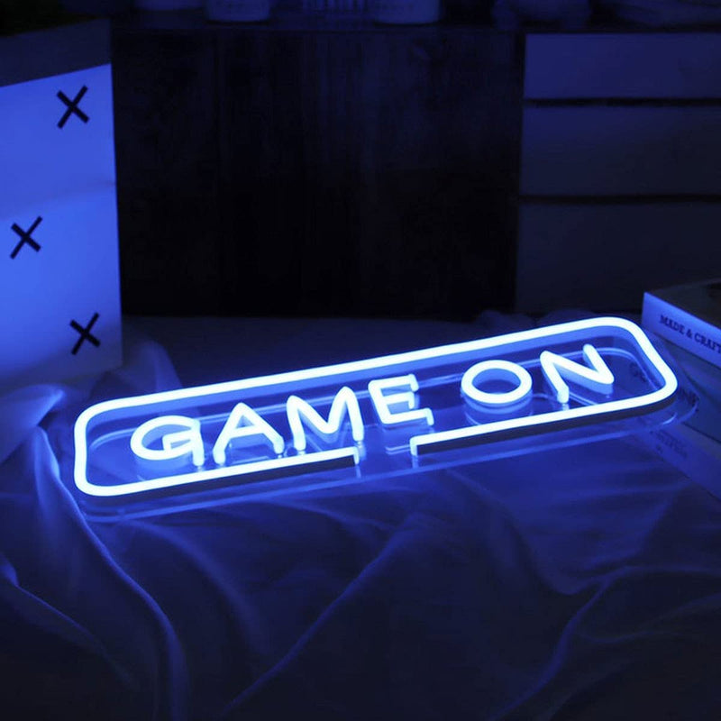 【We donate £1 for every £10 sold to aid Turkey】Game On USB Powered Led Neon Signs Wall Decor For Boys Game Room decor,Gaming Zone, Man Cave, BedRoom,Christmas (Blue)