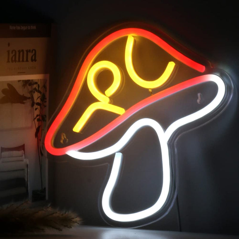 【We donate £1 for every £10 sold to aid Turkey】Mushroom Cute Neon Sign, USB Powered Neon Signs Night Light, 3D Wall Art & Game room Bedroom Living Room Decor lamp for Children Kids Girl
