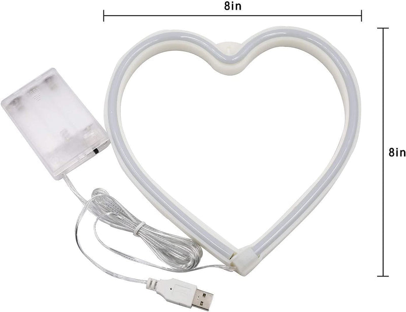 【We donate £1 for every £10 sold to aid Turkey】Pink Heart Neon Sign, Battery Operated or USB Powered LED Neon Light for Party, Valentines Decorations Lamp, Table & Wall Decoration Light for Girl&