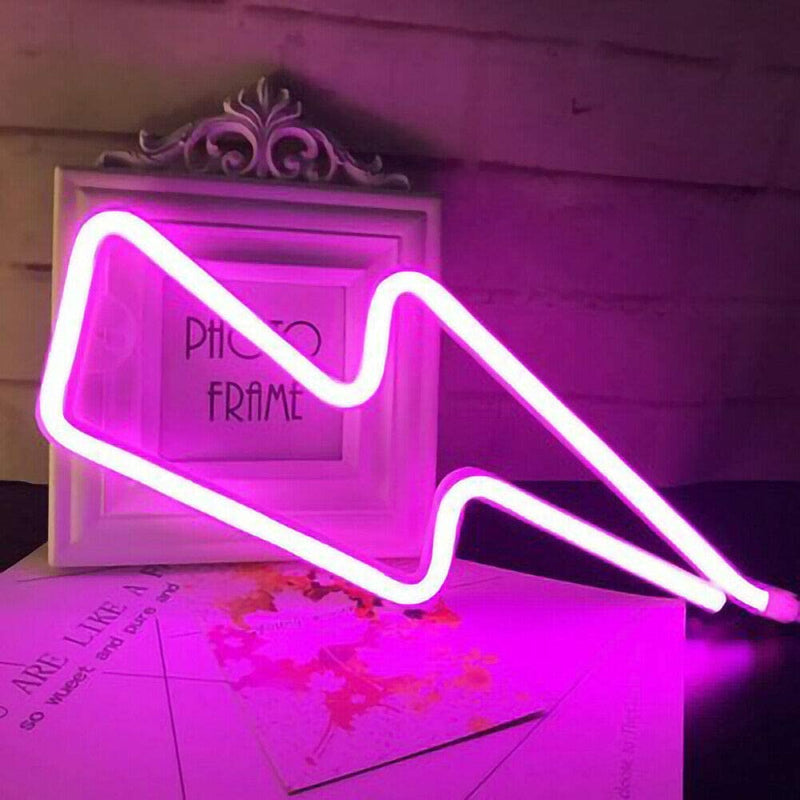 【We donate £1 for every £10 sold to aid Turkey】Aesthetic Room Decor Neon Signs LED Decorative Lights Shaped Light Lightning Bolt Shape Indoor for Decoration Living Birthday Party Sign Bedroom Kawaii Stuff up Wedding Party (Pink)