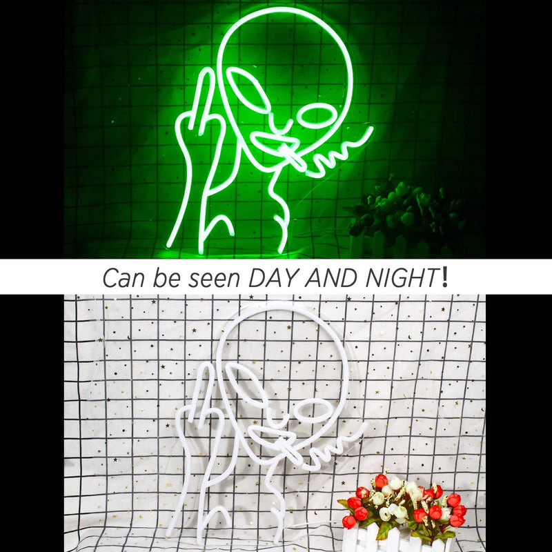 【We donate £1 for every £10 sold to aid Turkey】Green Alien Neon Signs LED Sign Alien Neon Signs for Wall Decor ,Shop Bar Pub Man Cave ，Game Room Decor，Hip Hop Party Neon Signs For Green Wall Decor ,Bedroom Wall Decor