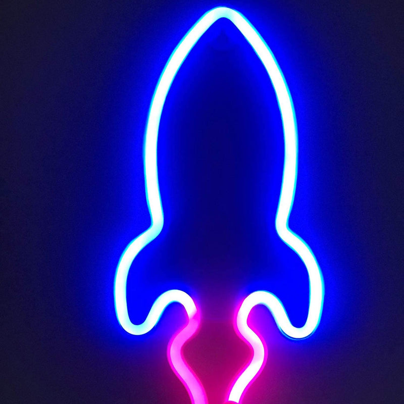 【We donate £1 for every £10 sold to aid Turkey】Rocket Acrylic Neon Signs Battery Or USB Powered Decorative Night Light Wall Decor for Kids Room Christmas Birthday Wedding Party Decorations
