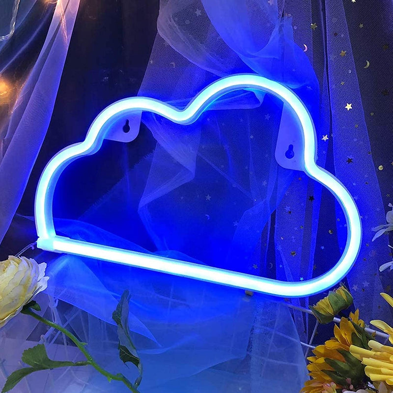 【We donate £1 for every £10 sold to aid Turkey】LED Cloud Neon Light for Wall Decor, Battery or USB Powered Blue Led Cloud Sign